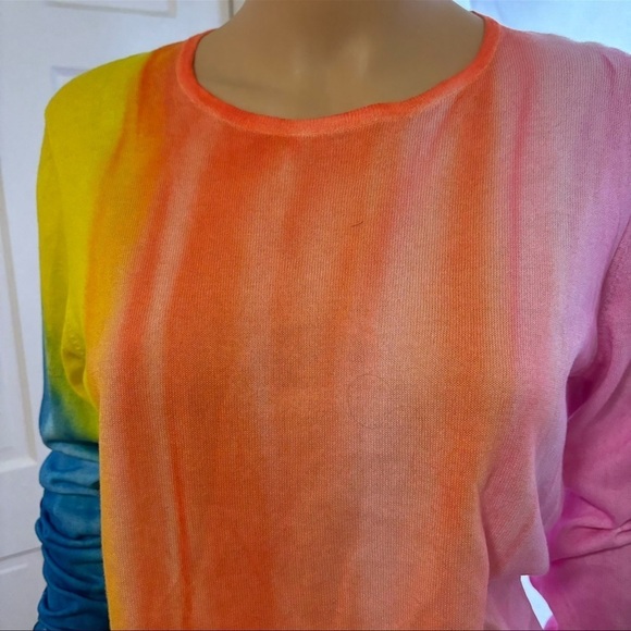 MELAROSA ITALY NWT ARTIST NUMBERED HAND PAINTED RAINBOW SORBETTO TUNIC W/ SCARF - Picture 10 of 14